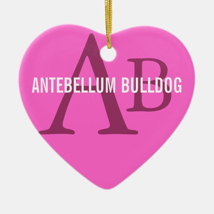 Antebellum Bulldog Breed Monogram Ornament