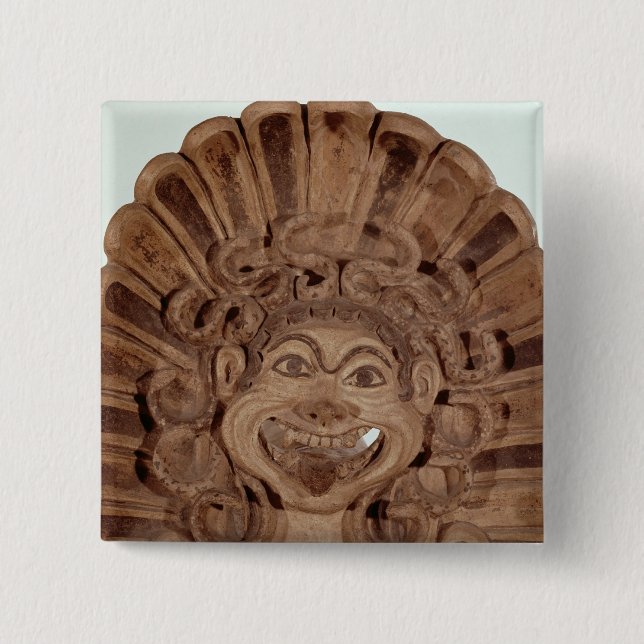 Antefix with the head of a gorgon pinback button (Front)