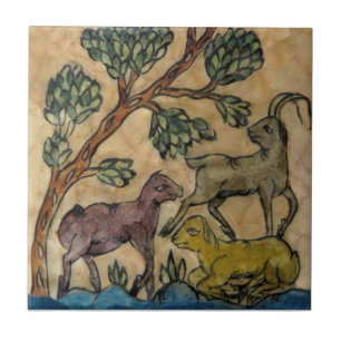 Antelope Animal Family Antique HP Persian Repro Ceramic Tile