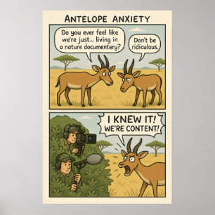 Antelope Anxiety Comic – Nature Documentary Humor Poster
