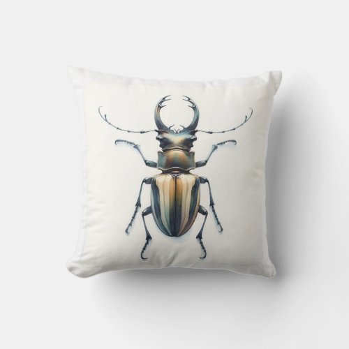 Antelope Beetle Watercolor AREF290 _ Watercolor Throw Pillow
