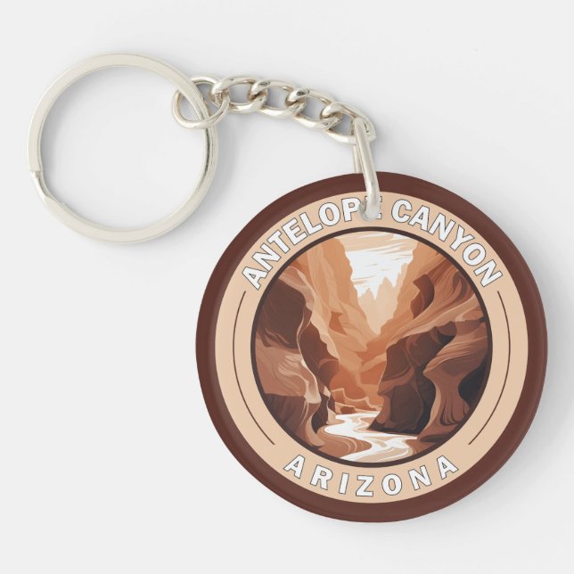 Antelope Canyon Arizona Retro Badge Keychain (Front)