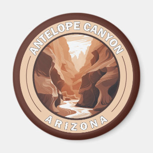Antelope Canyon Arizona Retro Badge Magnet