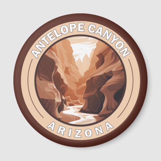 Antelope Canyon Arizona Retro Badge Magnet