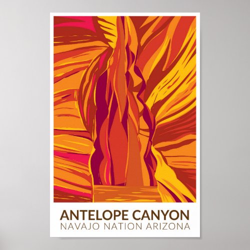 Antelope Canyon Arizona Travel Art Vintage Poster
