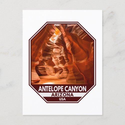 Antelope Canyon Arizona Travel Emblem Postcard