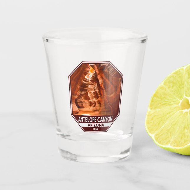 Antelope Canyon Arizona Travel Emblem Shot Glass (Front)