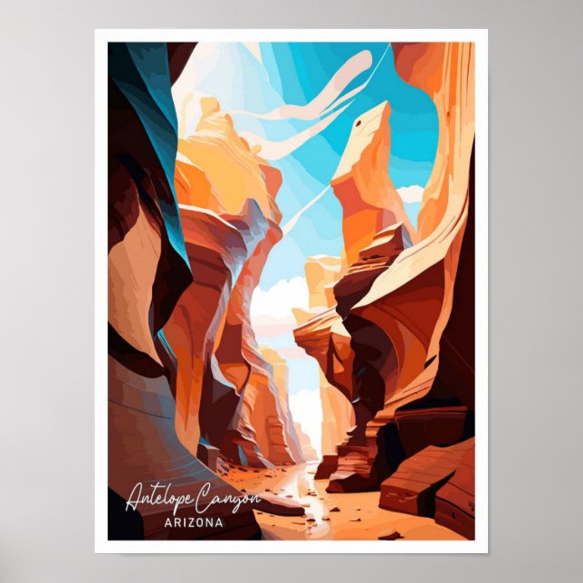 Antelope Canyon Arizona Travel Illustration Poster (Front)