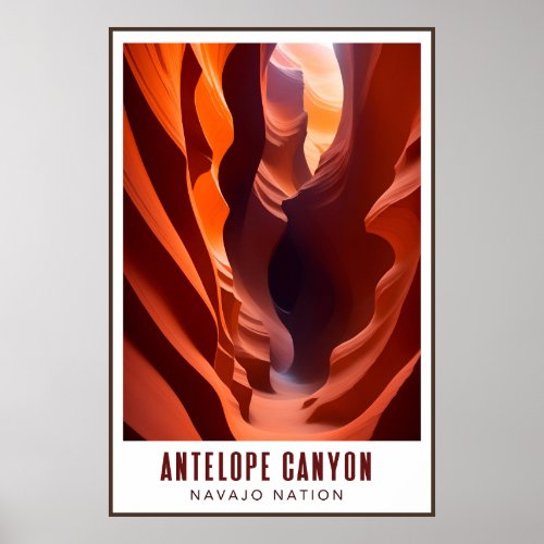 Antelope Canyon Navajo Nation Art Deco AZ Travel Poster