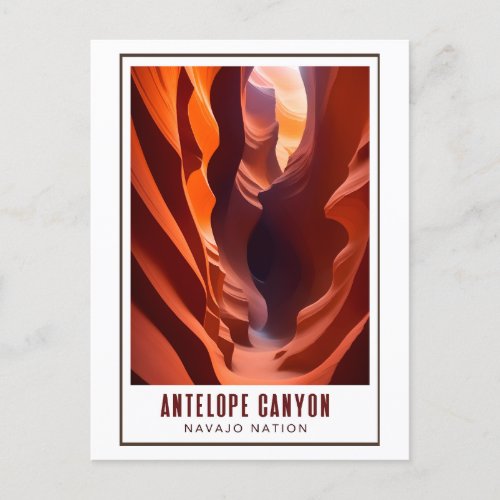 Antelope Canyon Navajo Nation Art Deco Postcard