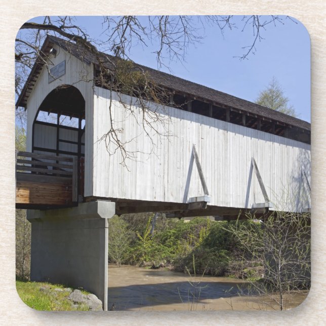 Antelope Creek Covered Bridge, built in 1922 Beverage Coaster (Front)