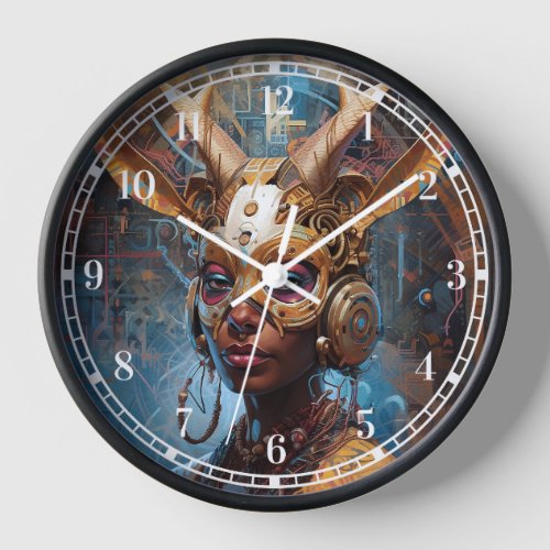 Antelope Headdress Science Fiction Cyberpunk Clock