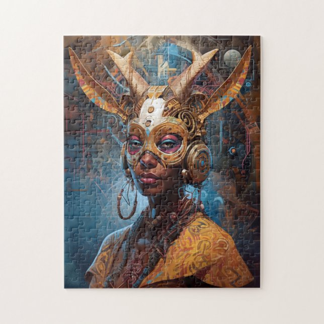 Antelope Headdress Science Fiction Cyberpunk Jigsaw Puzzle (Vertical)