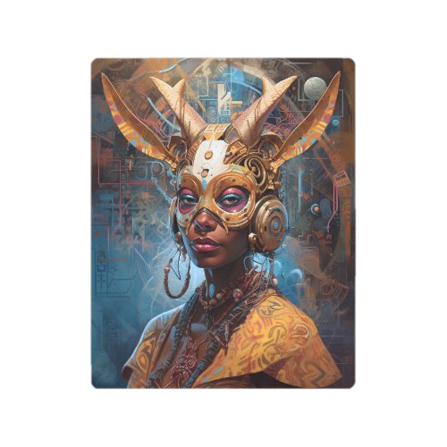 Antelope Headdress Science Fiction Cyberpunk Metal Print