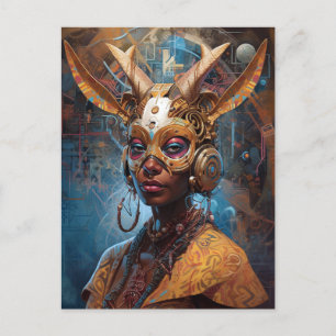 Antelope Headdress Science Fiction Cyberpunk Postcard