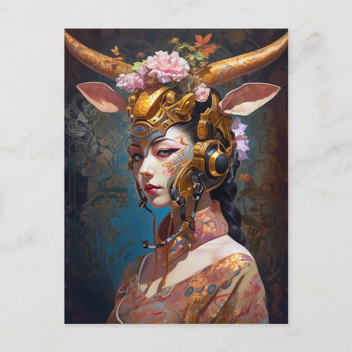 Antelope Headdress Science Fiction Postcard