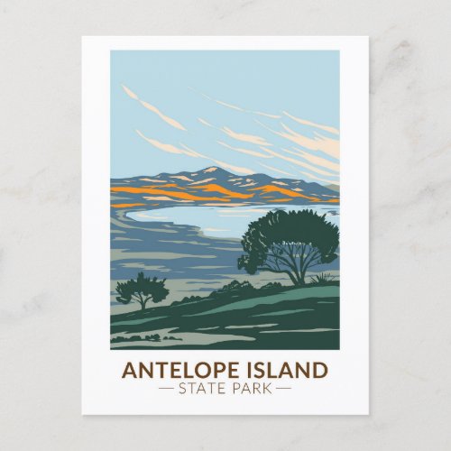 Antelope Island State Park Utah Vintage Postcard