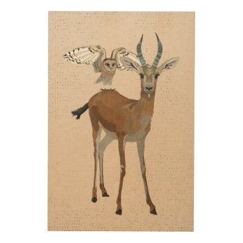 Antelope & Owl Wooden Canvas Wood Wall Art by Greyszoo at Zazzle