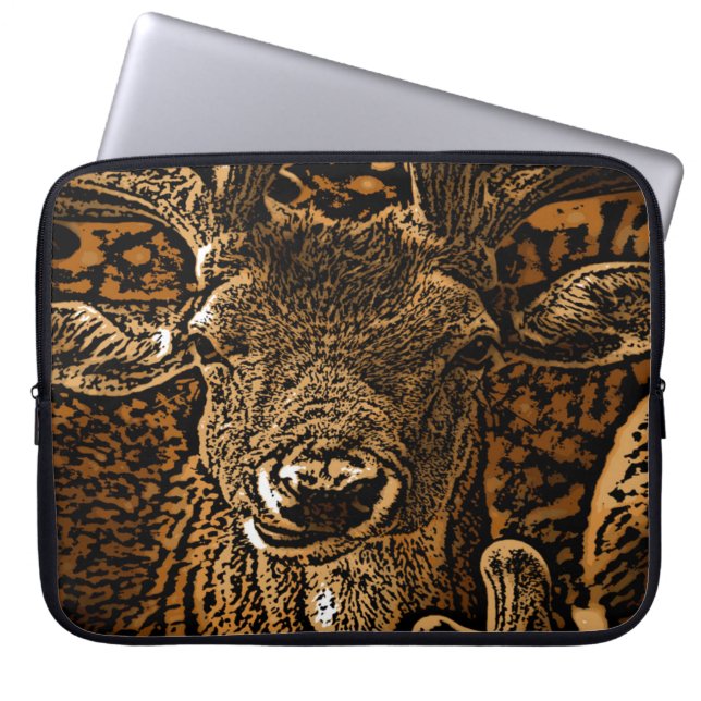 Antelope Wood Effect Named Ken Laptop Sleeve (Front)