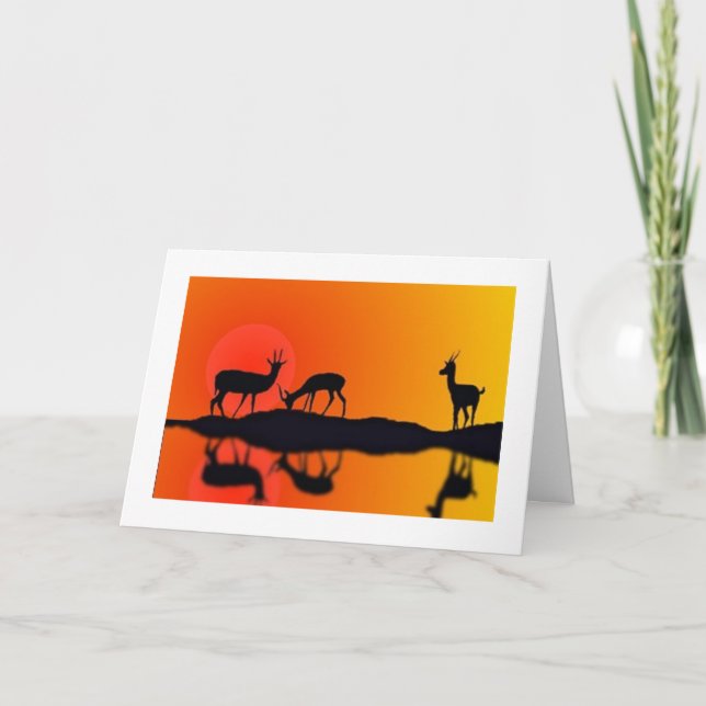 Antelopes in the sunset  Birthday Card (Front)