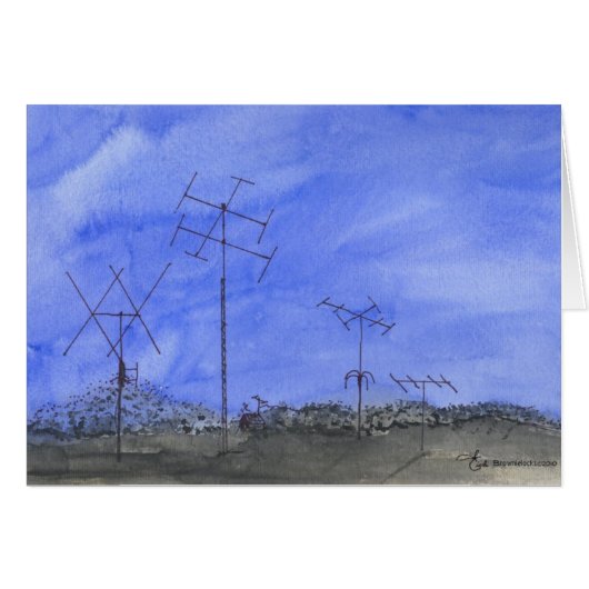 Antenna Farm At Dusk Cards (Front Horizontal)