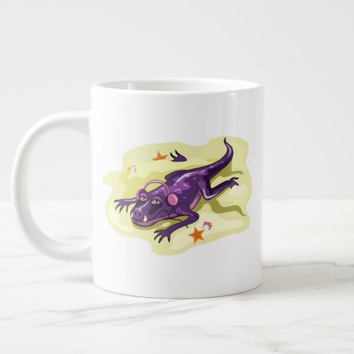 Anteosaurus Sunbathing With Headphones Giant Coffee Mug