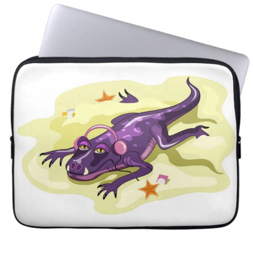 Anteosaurus Sunbathing With Headphones Laptop Sleeve