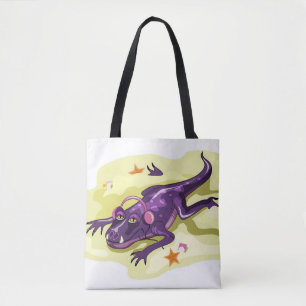 Anteosaurus Sunbathing With Headphones. Tote Bag