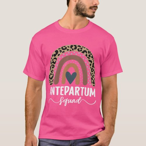 Antepartum Squad Leopard Rainbow Antepartum Nurse  T_Shirt