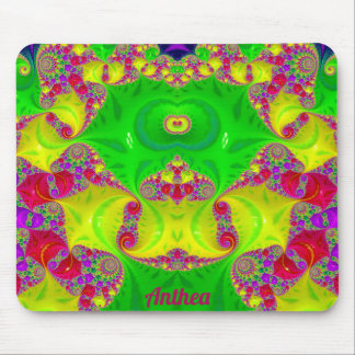 ANTHEA ~ Zany Hot Cerise, Yellow, Red and Green Mouse Pad