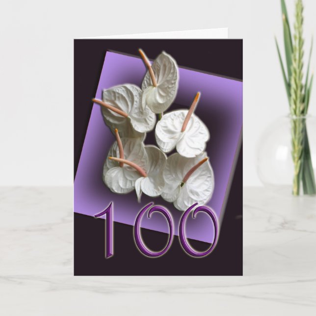 Antheriums Happy 100th Birthday Greeting Card (Front)