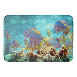 Anthias - Colorful school of fish at coral reef Bath Mat