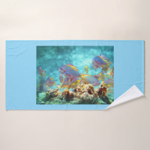 Anthias - Colorful school of fish at coral reef Bath Towel