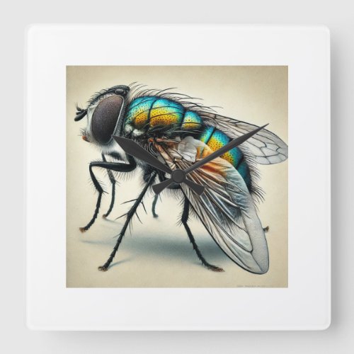 Anthomyiid Fly 210624IREF123 _ Watercolor Square Wall Clock