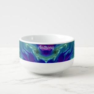 ~ ANTHONY ~ 3D Blue Aqua Pink and Indigo WOW! Soup Mug