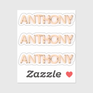Anthony name in glowing neon lights x3 sticker