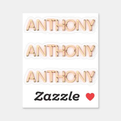 Anthony name in glowing neon lights x3 sticker