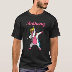 ANTHONY Name Personalized Birthday Dabbing Unicorn T-Shirt