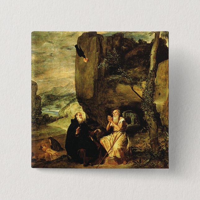 Anthony the Great and Paul of Thebes Button (Front)