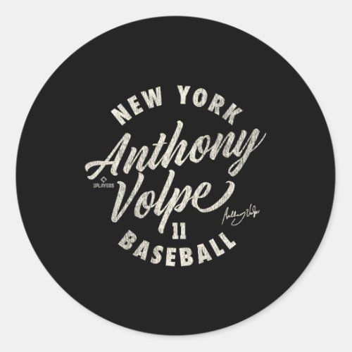 Anthony Volpe New York Baseball Cursive Mlbpa Classic Round Sticker