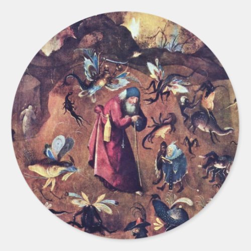 Anthony With Monsters By Hieronymus Bosch Classic Round Sticker
