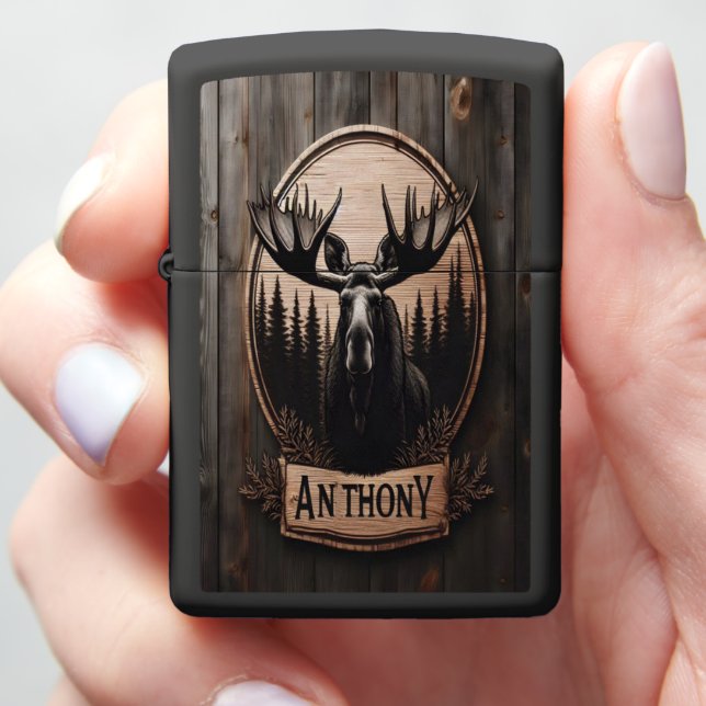 Anthony's Moosewood Sign Zippo Lighter (In Hand)