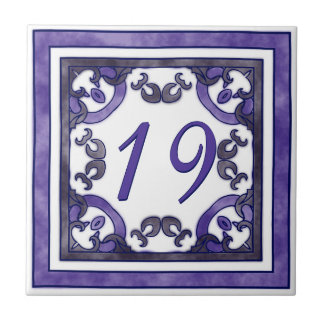 Anthracite and Purple Big House Number Tile
