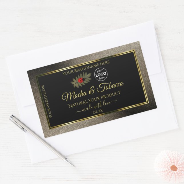 Anthracite Black Product Labels Ladybug with Logo (Envelope)