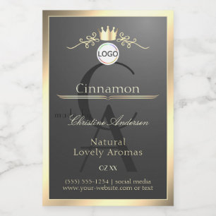 Anthracite Gold Border Logo Monogram Product Label