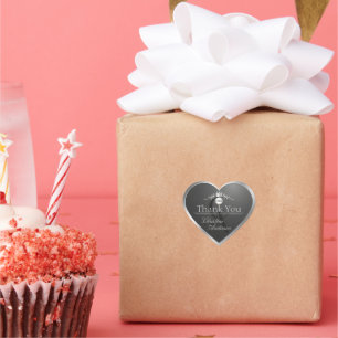 Anthracite Silver Frame Logo Monogram Thank You Heart Sticker