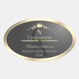 Anthracite with Gold Border Monogram Product Label