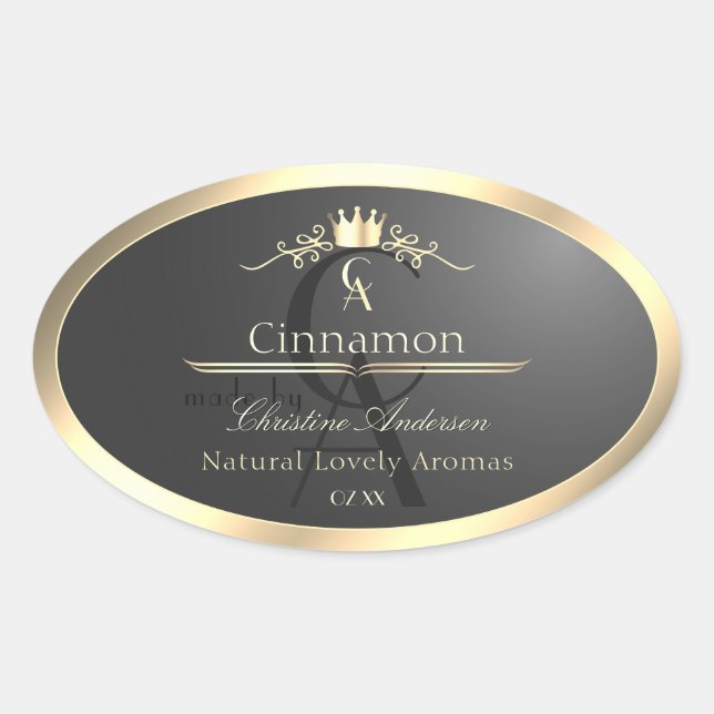 Anthracite with Gold Border Monogram Product Label (Front)