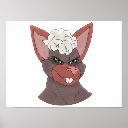 Anthro bat face poster