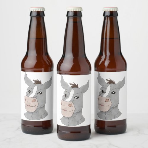 Anthro donkey face beer bottle label